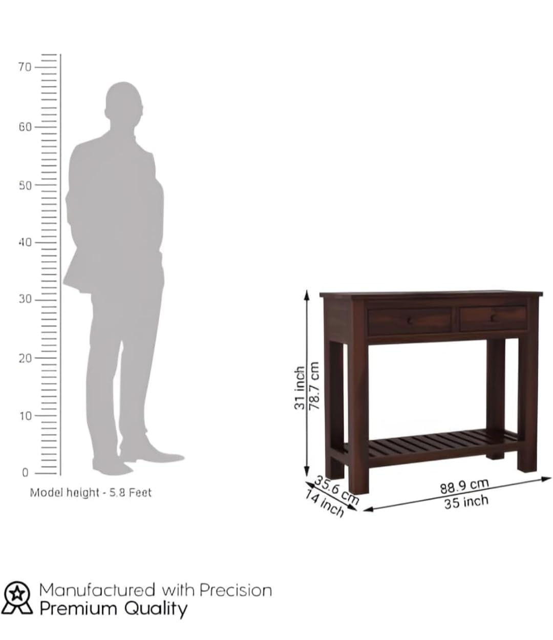 Console Table with 2 Drawers - Dark Brown - additional view