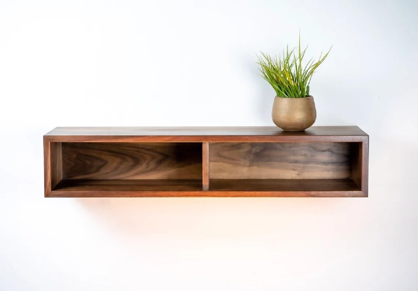 Umark Solid Wood Modern Floating Wall Shelf with 2 Shelves