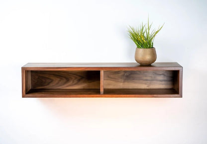Umark Solid Wood Modern Floating Wall Shelf with 2 Shelves