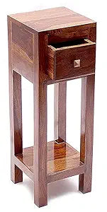 Umark Wooden Tall End Side Table & Nightstand with Drawer, Natural