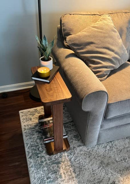 Sheesham Wood Tall Side Table with Lower Shelf - main view