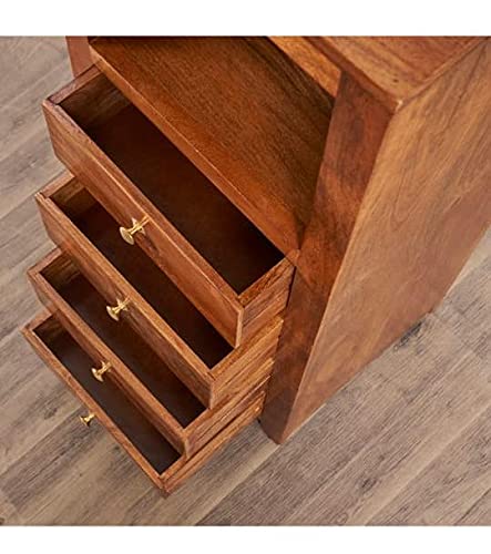 Umark Sheesham Wood Chest of Drawers - Honey Finish