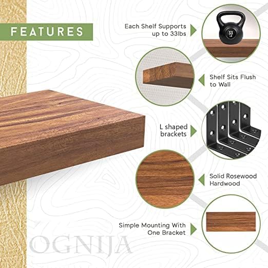 Umark Floating Wall Mounted 17-Inch Thick Handmade Set of Dark Brown
