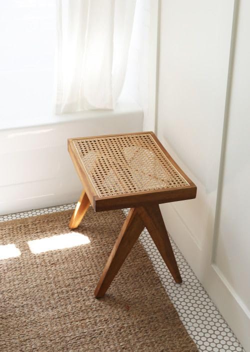 Wooden Side Table with Rattan Cane Top - additional view