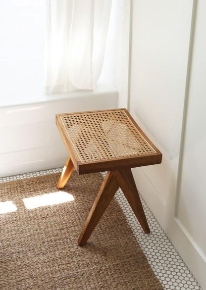 Wooden Side Table with Rattan Cane Top - additional view