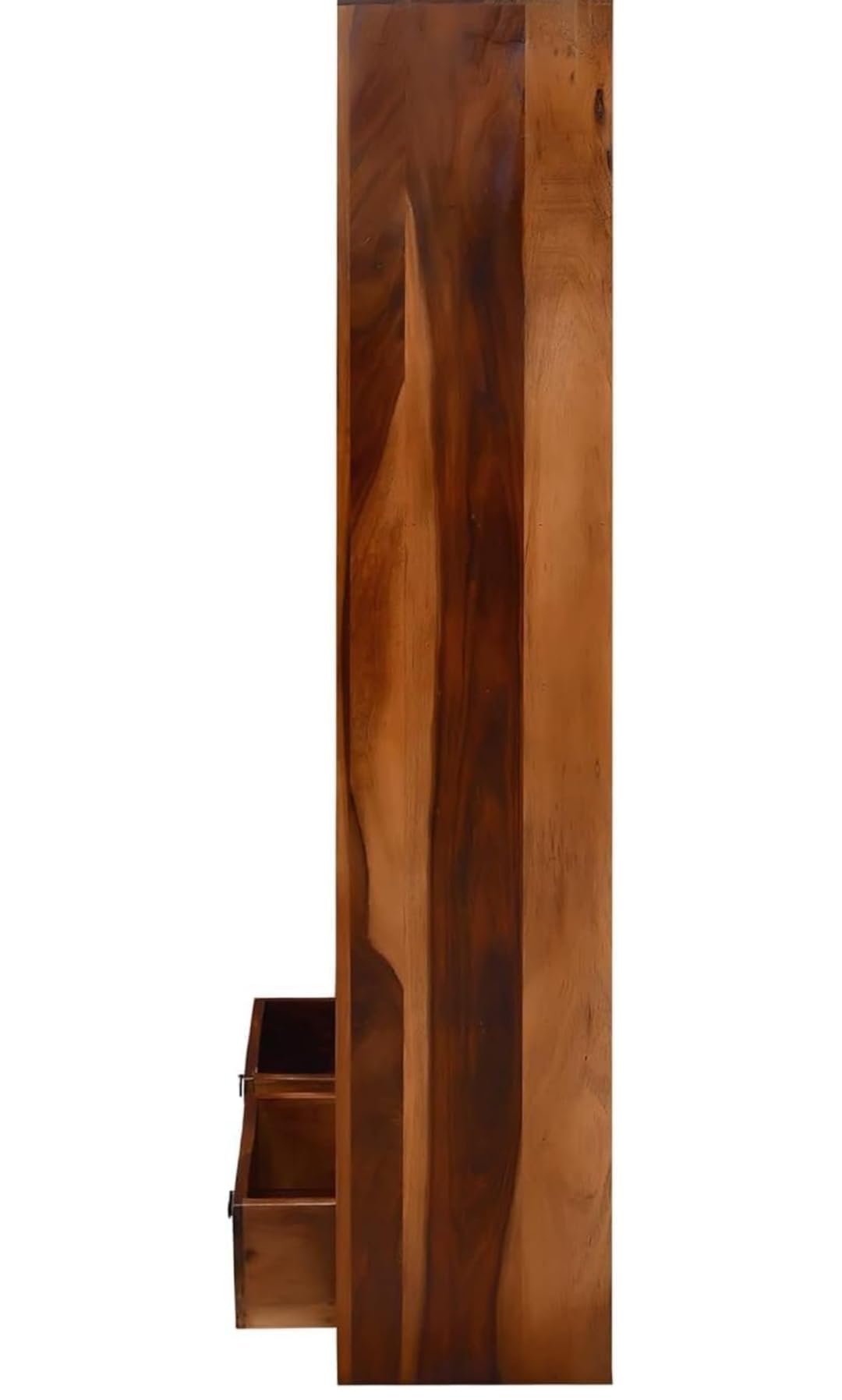Solid Wood Display Unit with 2 Drawers - Honey Brown - angle view