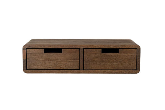 Umark Solid Oak Wood Modern Floating Wall Shelf Table with 2 Drawers