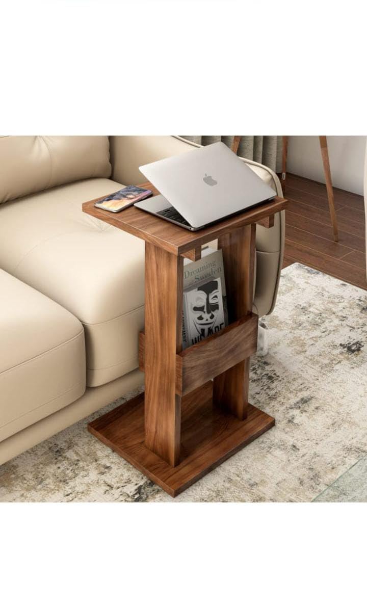 Sheesham Wood Sofa Arm Rest Tray Table Stand - Medium - main view