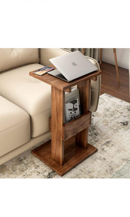 Umark Sheesham Wood Sofa Chair Arm Rest Tray Table Stand Natural Brown