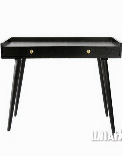 Umark Multipurpose Study Table with 2 Drawers, Black Wood, for Office
