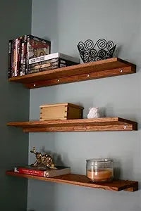 Umark 18-Inch Wooden Wall Shelf Display for Living Room, Natural Brown