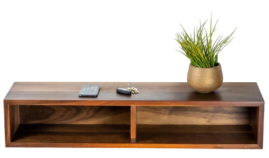 Umark Solid Wood Modern Floating Wall Shelf with 2 Shelves