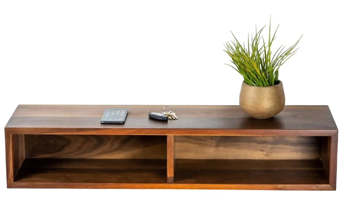 Solid Oak Wood Floating Wall Console Table - main view