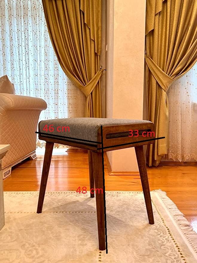 Umark Sheesham Wood Ottoman Stool with Cushion