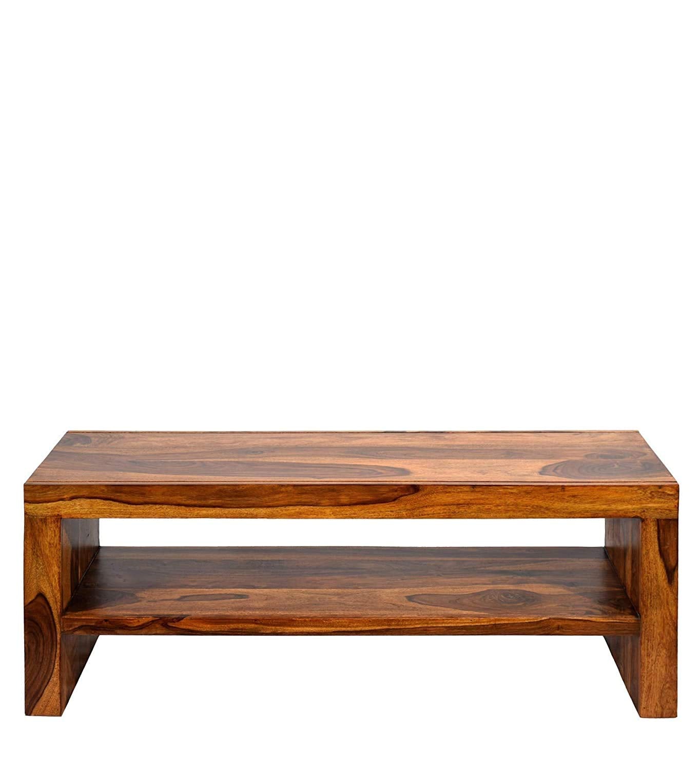 Umark Sheesham Wood TV Entertainment Unit with Storage - Natural Finish