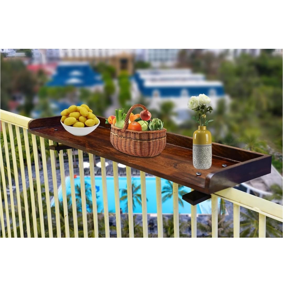 Wooden Balcony Railing Table - Clamp-On - additional view
