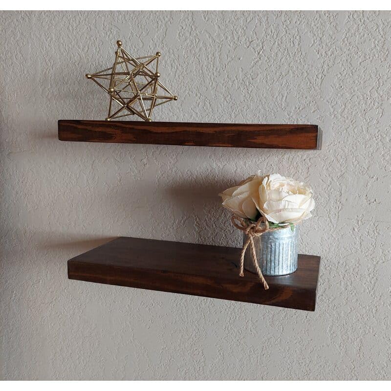Umark Floating Wall Mounted 17-Inch Thick Handmade Set of Dark Brown