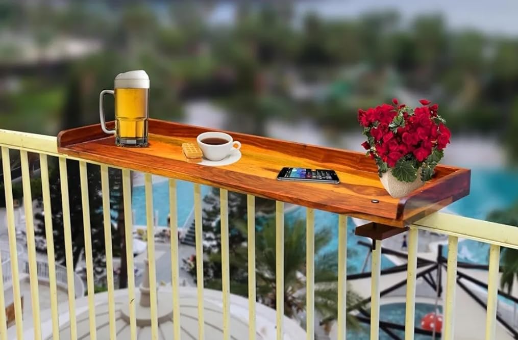 Wooden Balcony Railing Table - main view