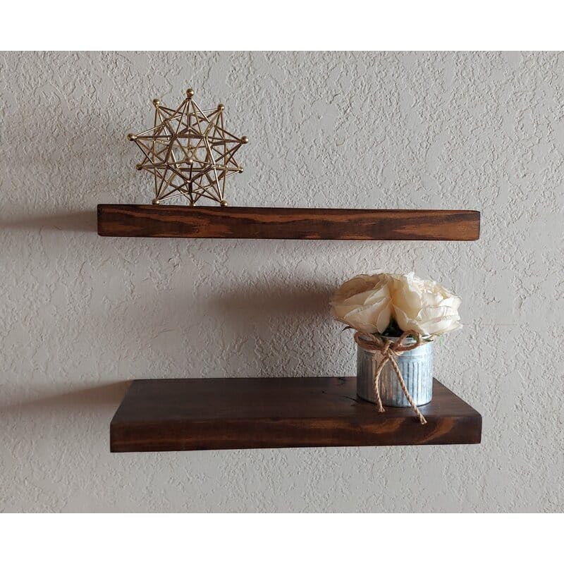 Umark Floating Wall Mounted 17-Inch Thick Handmade Set of Dark Brown