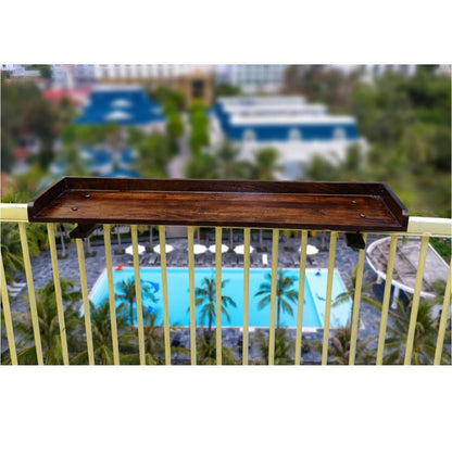 Wooden Balcony Railing Table - Clamp-On - main view