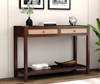 Modern Console Table with Cane Drawers - main view