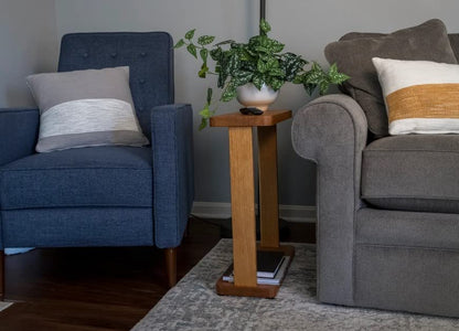 Sheesham Wood Tall Side Table with Lower Shelf - additional view