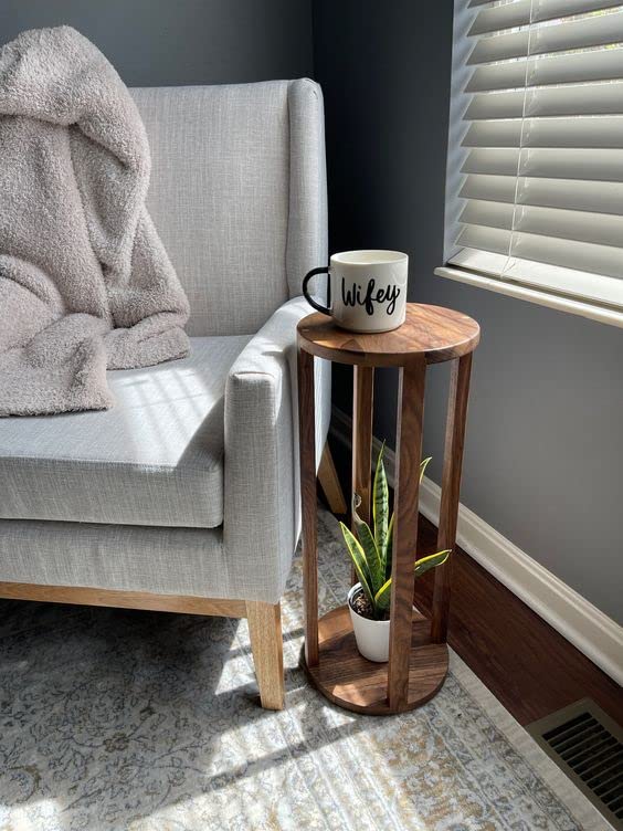 umark Round Side End Table Frame Sofa Corner Table for Living Room
