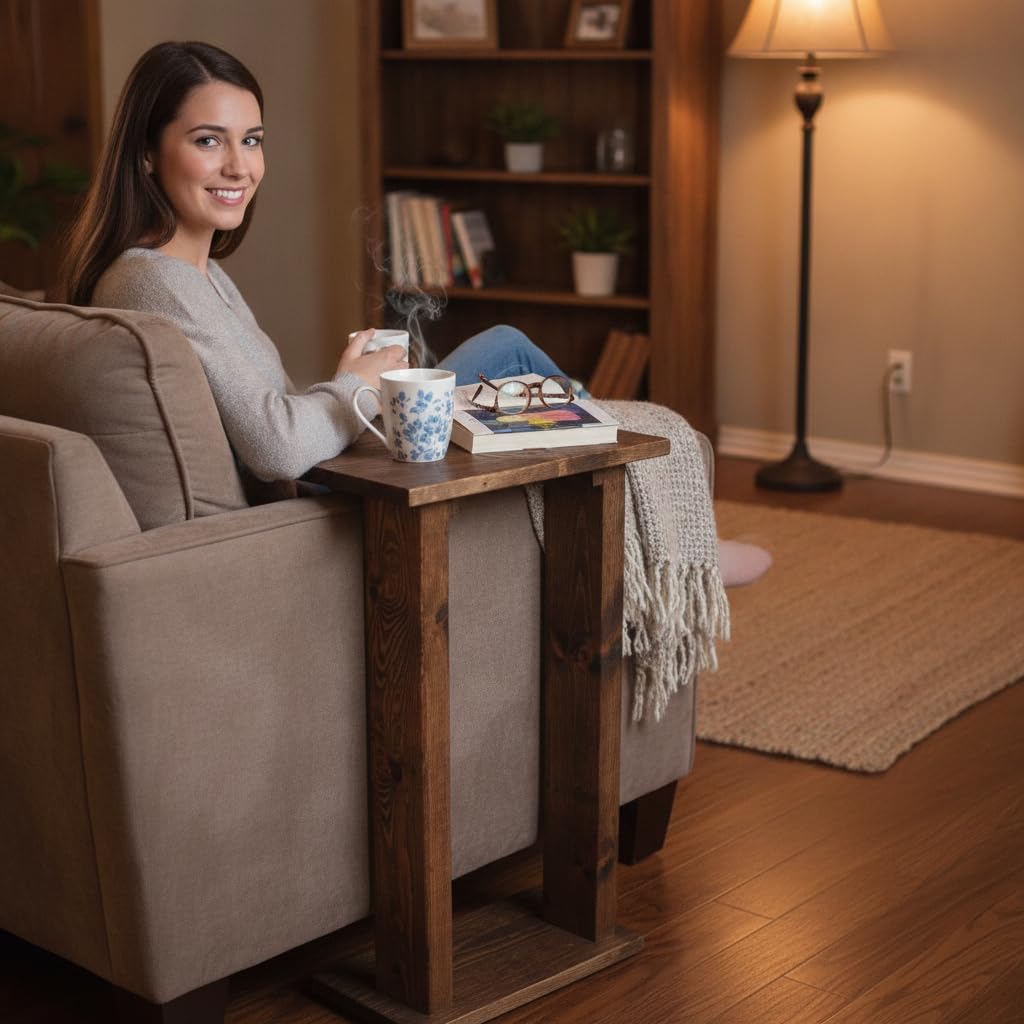 Wooden Sofa Arm Rest Tray Table Stand - additional view