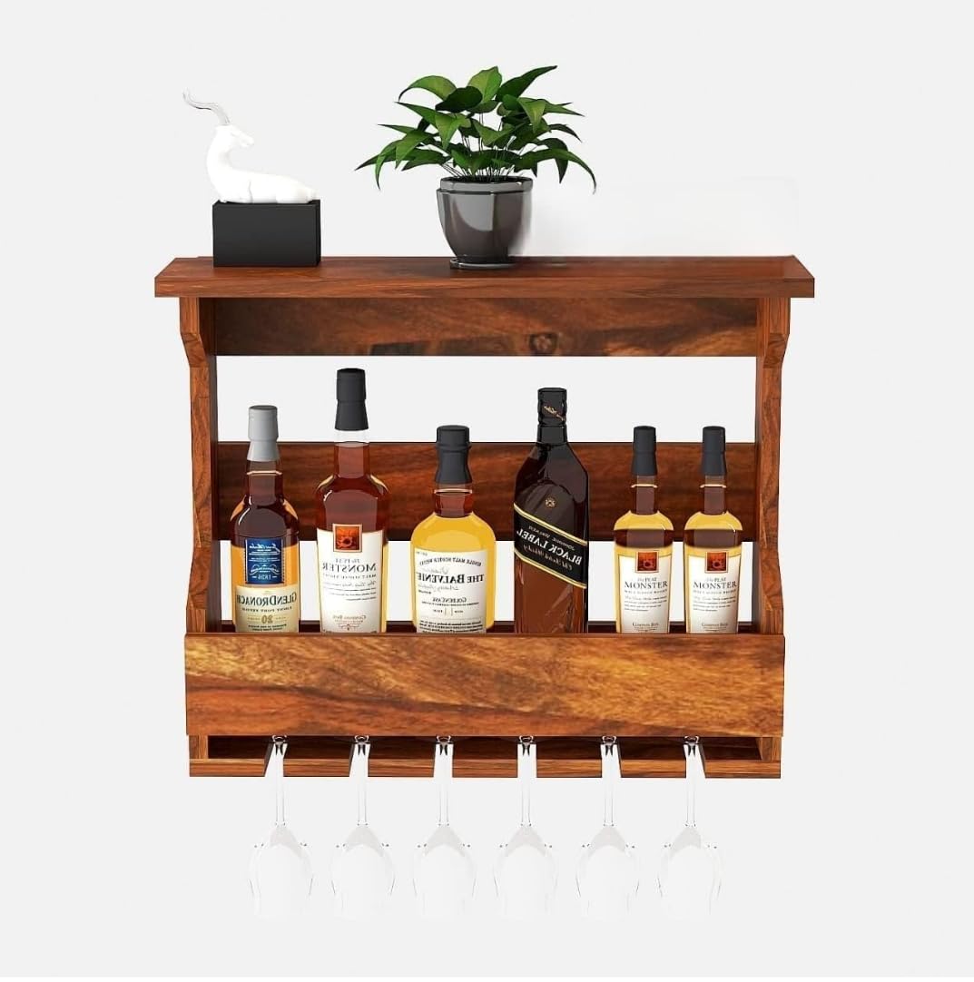 Rustic Wall Mounted Wine Rack - Brown - main view