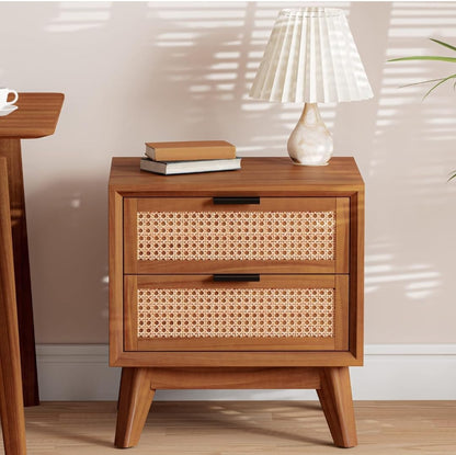 Mid-Century Nightstand with Cane Webbing - additional view