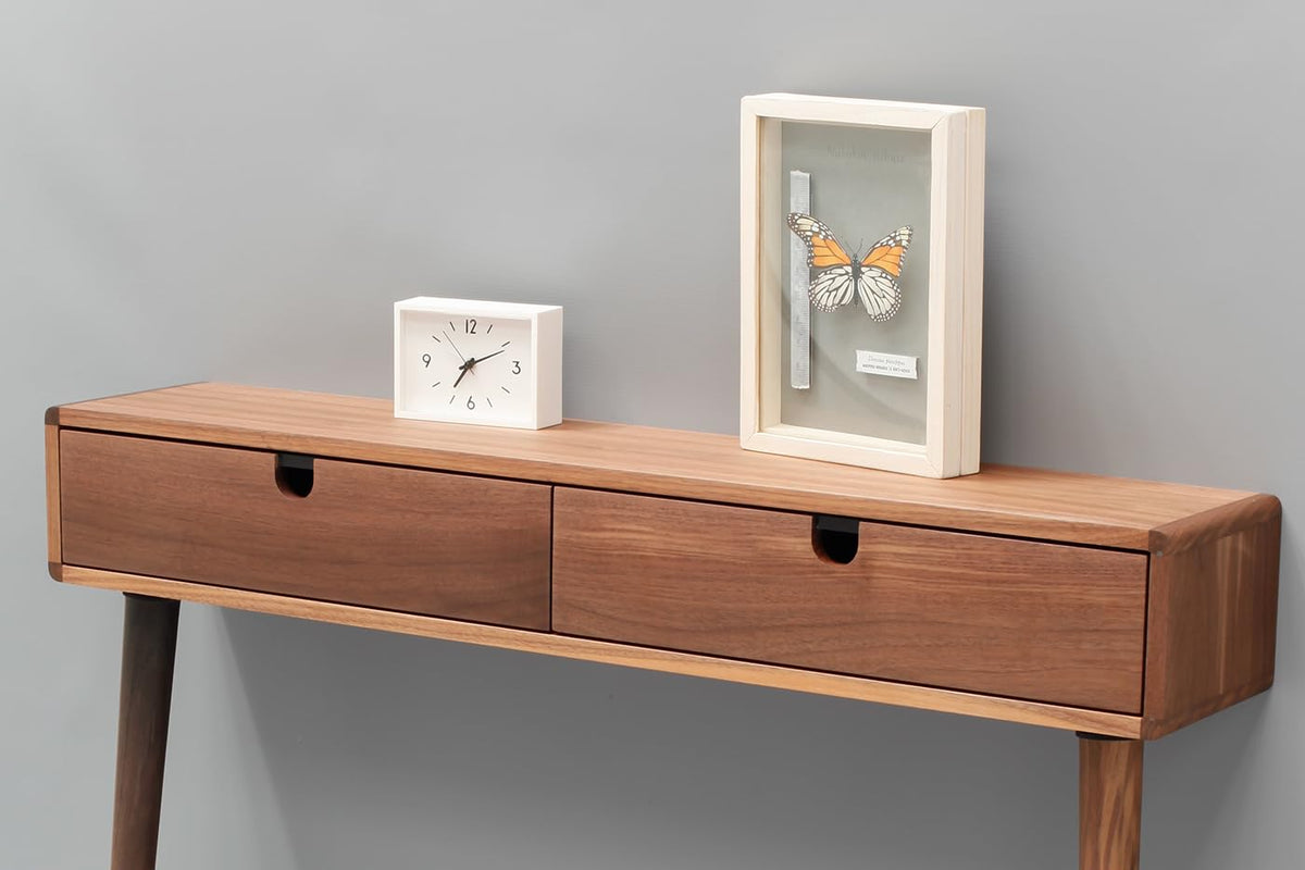 umark Console Hallway Table Walnut Wood Entryway Table with Two