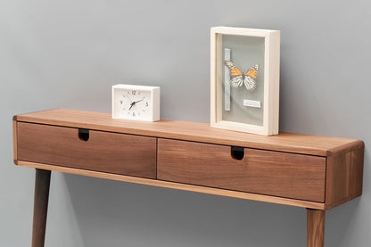 umark Console Hallway Table Walnut Wood Entryway Table with Two