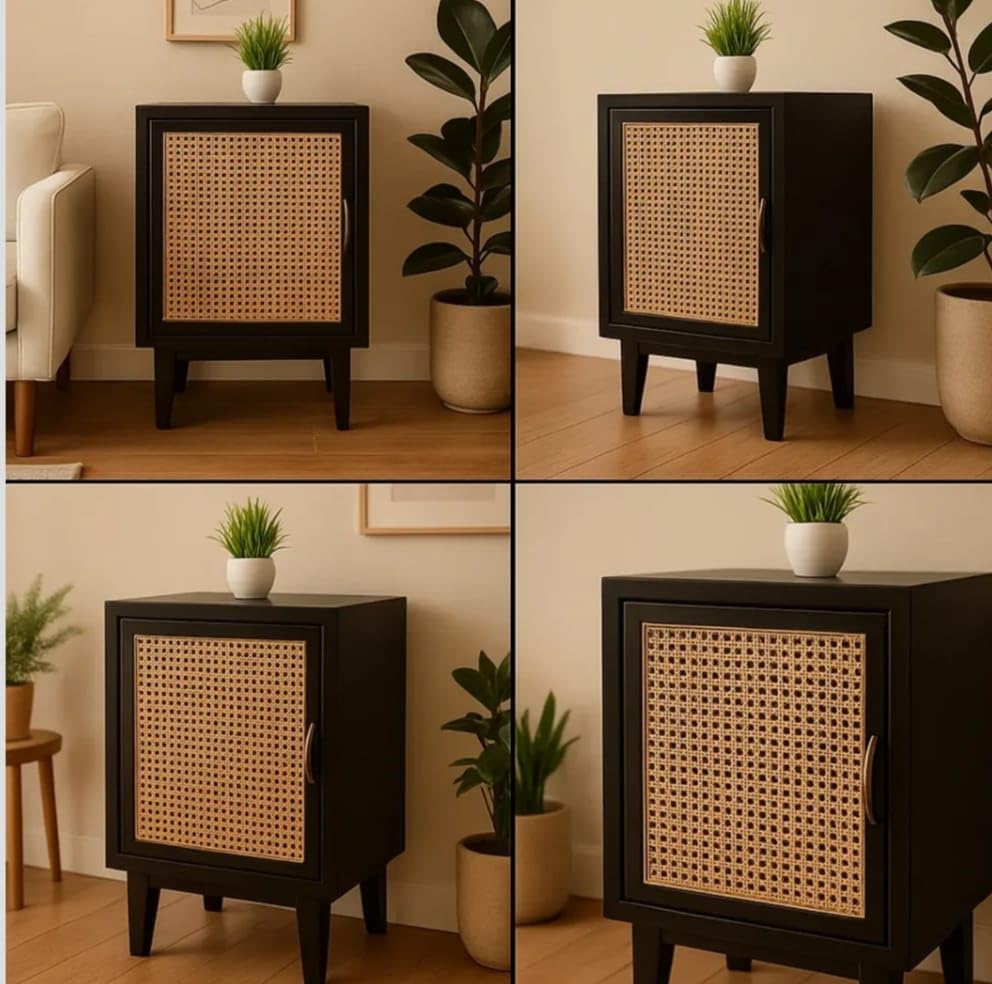 Modern Rattan Cabinet Side Table - additional view