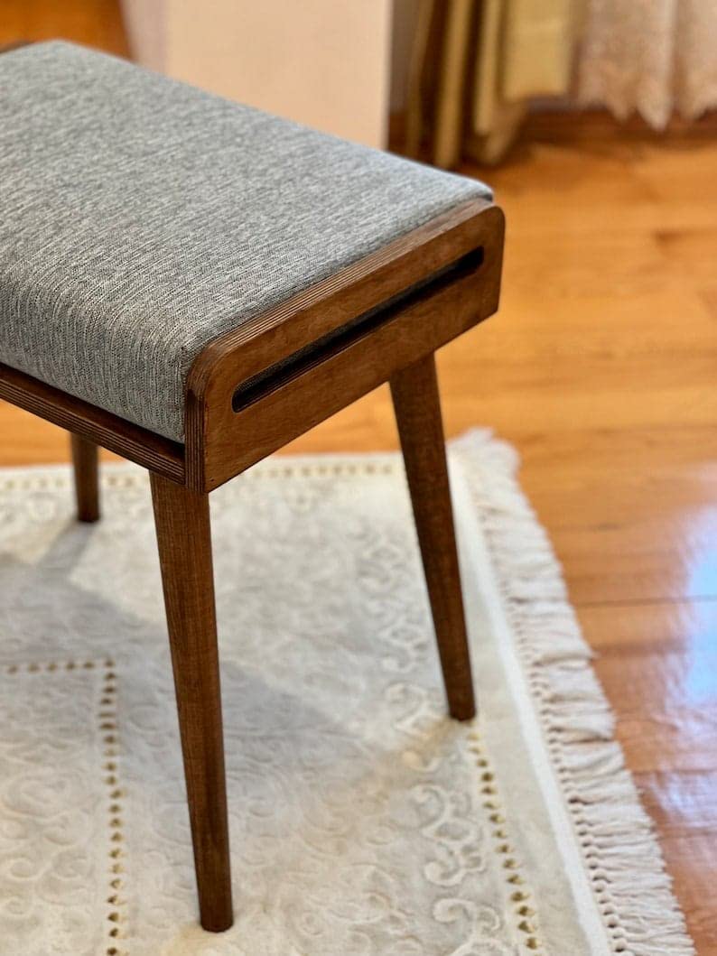 Umark Sheesham Wood Ottoman Stool with Cushion