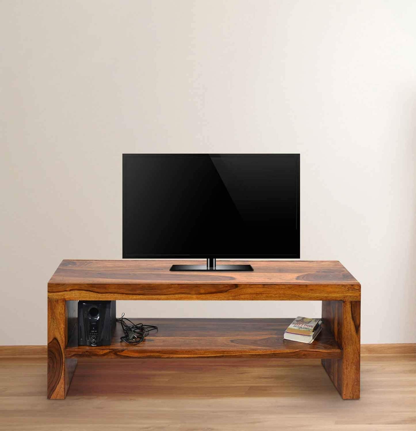 Umark Sheesham Wooden Smart Tv Entertainment Unit | Tv Unit for Living Room with Storage | Natural Finish