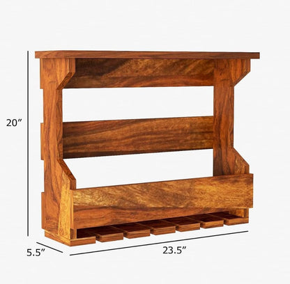 Umark Rustic Wall Mounted Wine Rack with Glass Holder, Wooden Liquor