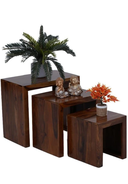 Solid Wood Nesting Tables - Set of 3, Modern - main view