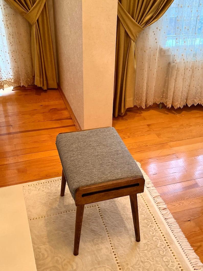 Umark Sheesham Wood Ottoman Stool with Cushion