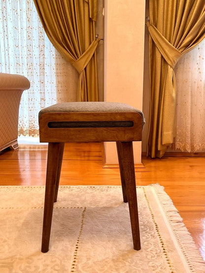 Umark Sheesham Wood Ottoman Stool with Cushion