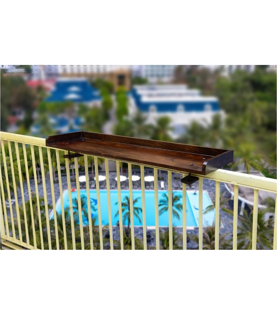 Wooden Balcony Railing Table - Clamp-On - additional view