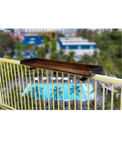Umark Balcony Railing Table Shelf, Wooden Serving Tray for Outdoor