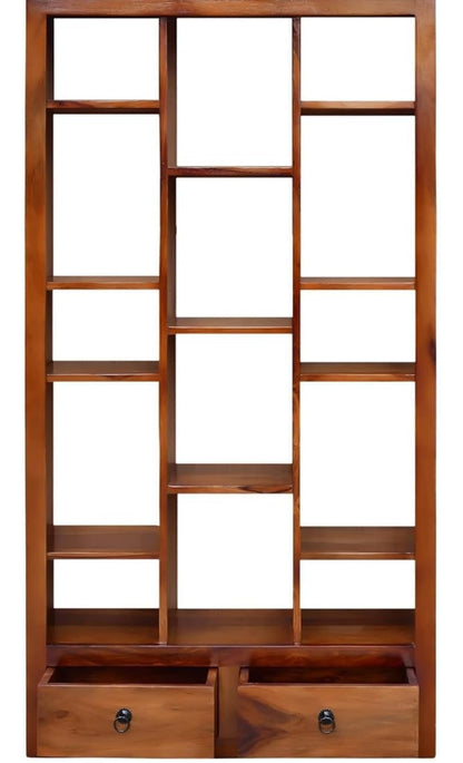 Solid Wood Display Unit with 2 Drawers - Honey Brown - lifestyle setting