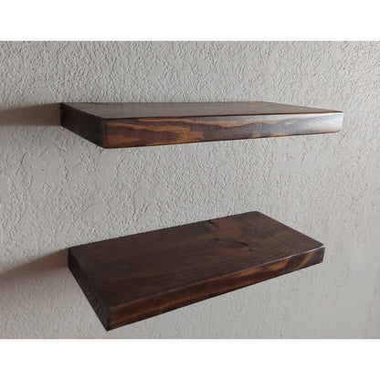 Umark Sheesham Wood Floating Wall Shelf - Dark Brown, Handmade