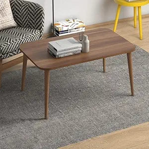 Umark Square Modern Wooden Center Coffee Table with Open Shelf, Natural