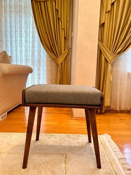 Umark Sheesham Wood Ottoman Stool with Cushion