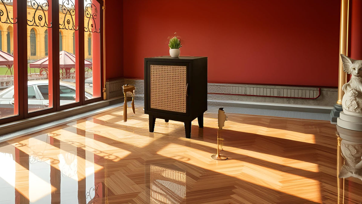 Modern Rattan Cabinet Side Table - additional view