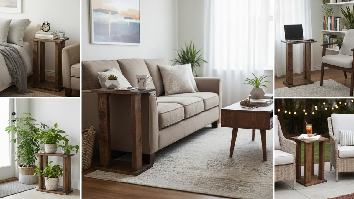 Wooden Sofa Arm Rest Tray Table Stand - additional view