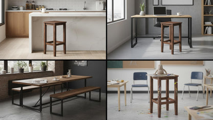 Solid Wooden Bar Stool - Brown - additional view
