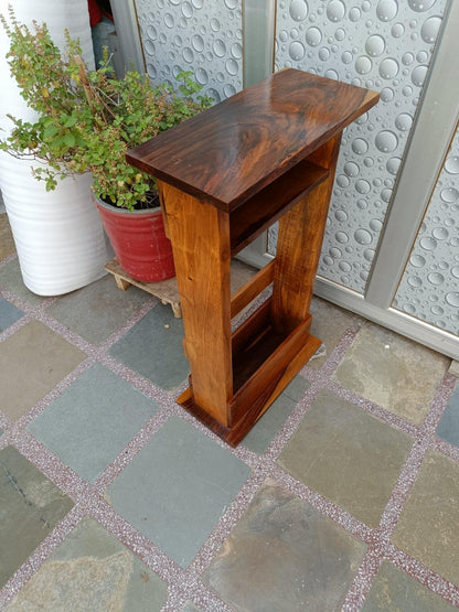 Sheesham Wood Sofa Arm Rest Tray Table Stand - Light Brown - additional view