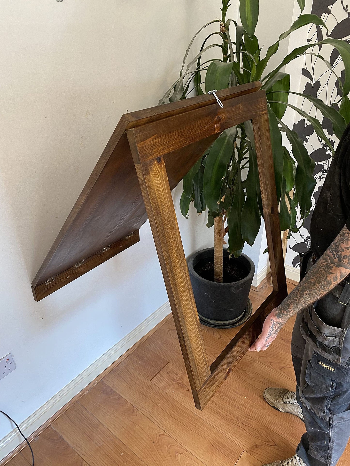 Umark Sheesham Wood Wall Folding Drop-Down Mounted Desk